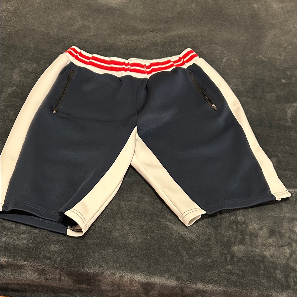 Men's Athletic Shorts with Red, Navy, and White Accents